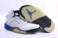 retro air jordan 5 hommes americaine mode bon marche stars sport blanc bleu nmj